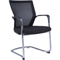 Rapidline WMCC Meeting Chair Mesh Back Black Padded Fabric Seat