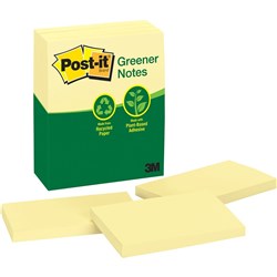Post-It 655-RPA Notes 73x123mm Greener Recycled Yellow Pack Of 12