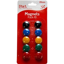 Stat Magnets 20mm Assorted Colours Pack of 10