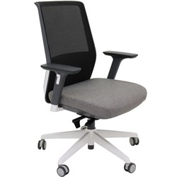 Rapidline Motion Task Chair Medium Mesh Back With Arms Grey Fabric Seat Black Mesh