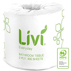 Livi Everyday Toilet Paper Rolls 2 ply 400 Sheets Box of 48