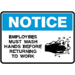 Brady Safety Sign Notice Wash Hands Before Returning To Work (Picto) 300W x 225mmH Metal