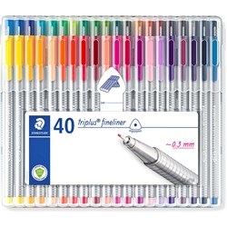 Staedtler 334 Triplus Fineliners 0.3mm Assorted Wallet of 40