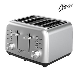 Nero 4 Slice Toaster Classic Style Stainless Steel