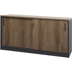 OM Premier Credenza Sliding Doors 1800W x 450D x 720mmH Regal Walnut And Charcoal
