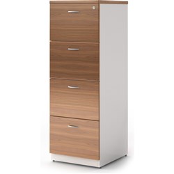 OM Premier Stationery Cupboard 900W x 450D x 1800mmH Virginia Walnut And White