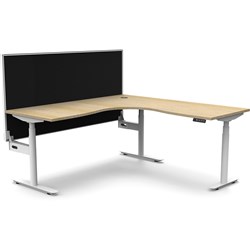 Rapidline Halo+ Corner Workstation+Screen 1500/1500W x 750D x 1330mmH Oak/White