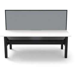 Rapidline Boost Static Back To Back Workstation+Screen+Tray 2 Person 1500mmW White/Black