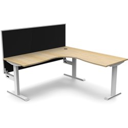 Rapidline Boost Static Corner Workstation+Screen 1500/1500W x 750D x 1330mmH Oak/White