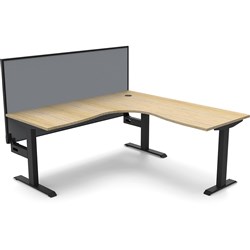 Rapidline Boost Static Corner Workstation+Screen 1500/1500W x 750D x 1330mmH W Oak/Black