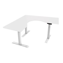 Sylex Arise Basix 3 Stage Corner Desk 2100/2100W x 750D x 625-1255mmH White/White