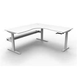 Rapidline Boost Manual Height Corner Workstation + Cable Tray 1500/1500W x 705-1155mmH