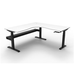 Rapidline Boost Manual Height Corner Workstation + Cable Tray 1800/1500W x 705-1155mmH