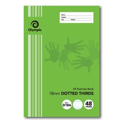 Olympic D184i Exercise Book A4 48 Page 18mm Dotted Thirds With Red Margin