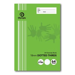 Olympic D186i Exercise Book A4 64 Page 18mm Dotted Thirds With Red Margin