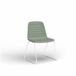 OLG Sofia Visitor Chair White Sled Base Leaf Fabric Seat