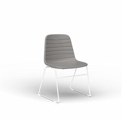 OLG Sofia Visitor Chair White Sled Base Light Grey PU Leather Seat