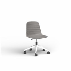 OLG Sofia Office Chair Gas Lift & Tilt White Base Light Grey PU Leather Seat And Back