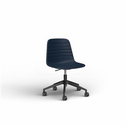 OLG Sofia Office Chair Gas Lift With Tilt Black Base Navy PU Leather Seat And Back