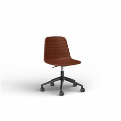 OLG Sofia Office Chair Gas Lift With Tilt Black Base Tan PU Leather Seat And Back