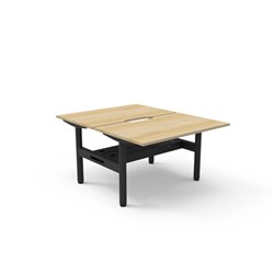 Rapidline Halo Static Back To Back Workstation + Cable Tray 2 Person 1200Wx730mmH Oak/Blk