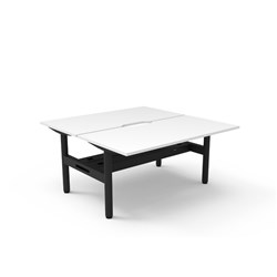 Rapidline Halo Static Back To Back Workstation + Cable Tray 2 Person 1500Wx730mmH Wht/Blk