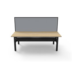 Rapidline Halo Static Back To Back Workstation+Screen+Tray 2 Person 1800W x 1330mmH Oak/Blk