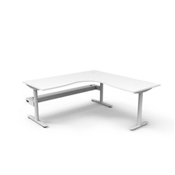 Rapidline Halo Static Corner Workstation + Tray 1800/1800W x 750D x 730mmH White/White