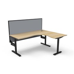 Rapidline Halo Static Corner Workstation + Screen 1800/1500W x 1330mmH Oak/Black