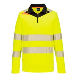 Portwest DX4 Hi-Vis Polo Shirt Long Sleeve Medium Yellow And Black