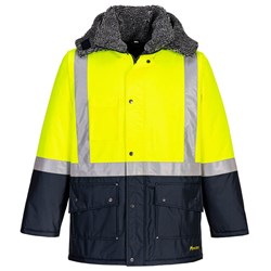 Huski Hi-Vis Contrast Freezer Jacket 3XL Yellow And Navy