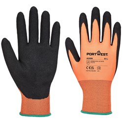 Portwest NPR15 Dermi-Grip Nitrile Sandy Gloves Extra Large Orange And Black