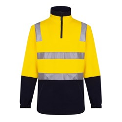 Portwest Hi-Vis Contrast 1/4 Zip Brush Fleece Jumper With Tape Large Yellow And Navy