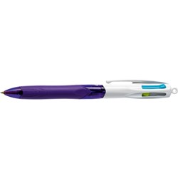 Bic 4 Colour Fashion Grip Ballpoint Pen Retractable Medium 1mm Box of 10