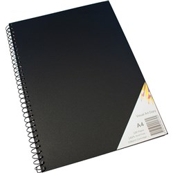 Quill Visual Art Diary A4 110gsm Cartridge 120 Pages Poly Cover Black