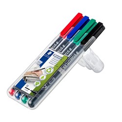 Staedtler 317 Lumocolor Permanent Pens Medium 1mm Assorted Colours Wallet Of 4