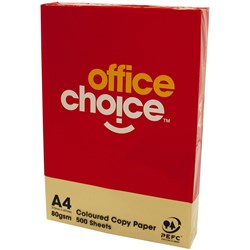 Office Choice Copy Paper Tinted A4 80gsm Yellow Ream of 500
