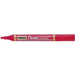 Pentel N860 Permanent Marker Chisel 1.5-4.5mm Red