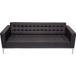 Rapidline Venus Triple Sofa Stainless Steel Frame Button Finish Black PU Upholstery