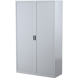 Steelco Tambour Door Cupboard Includes 5 Shelves 1200W x 463D x 2000mmH Silver Grey